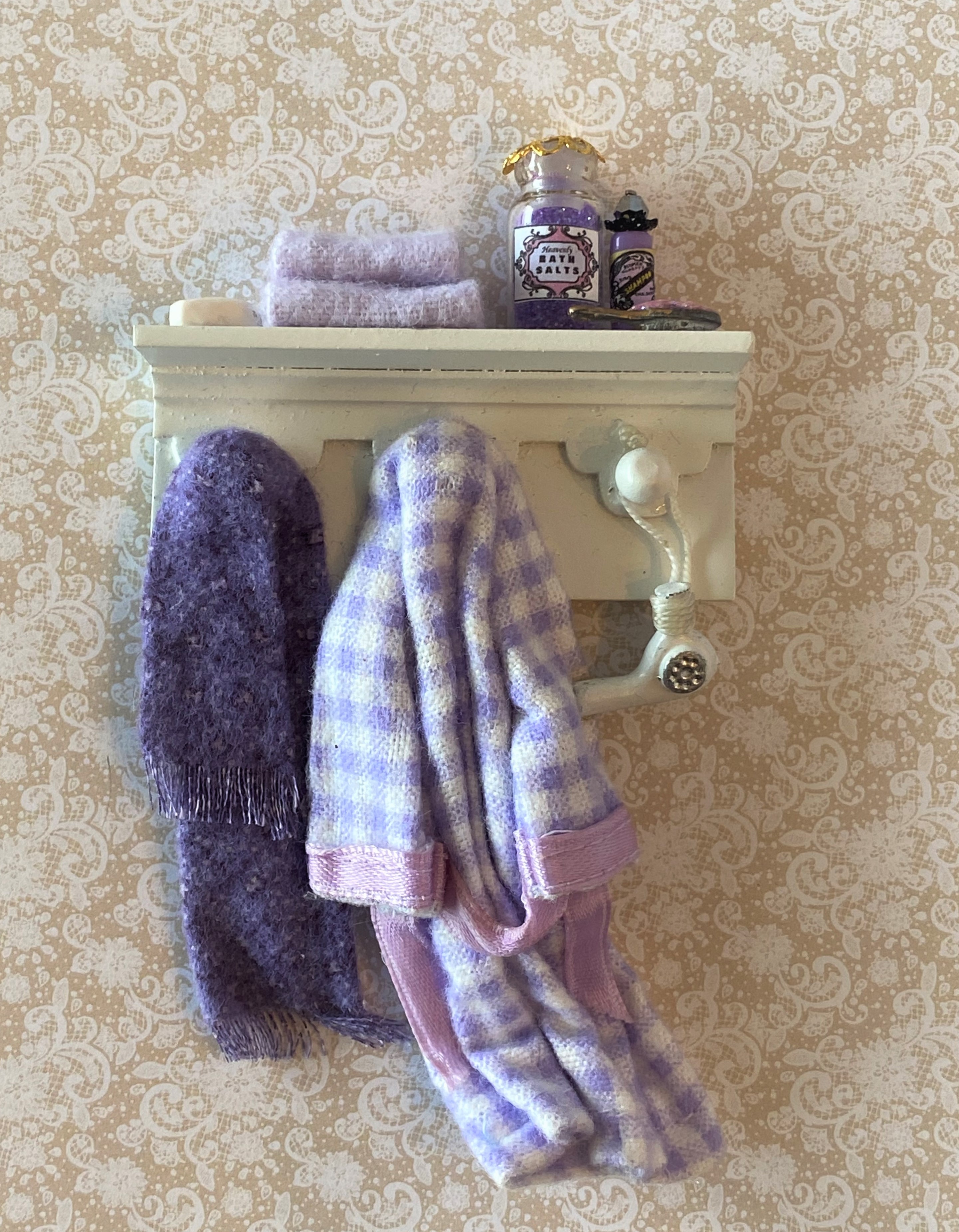 Miniature Bathroom Wall Rack - Purple - Click Image to Close